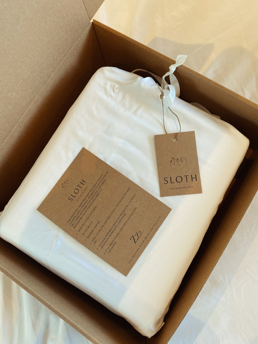 bamboo bedding set in plastic free packaging